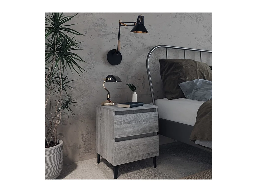 Comodino con gambe in metallo grigio Sonoma 40x35x50 cm