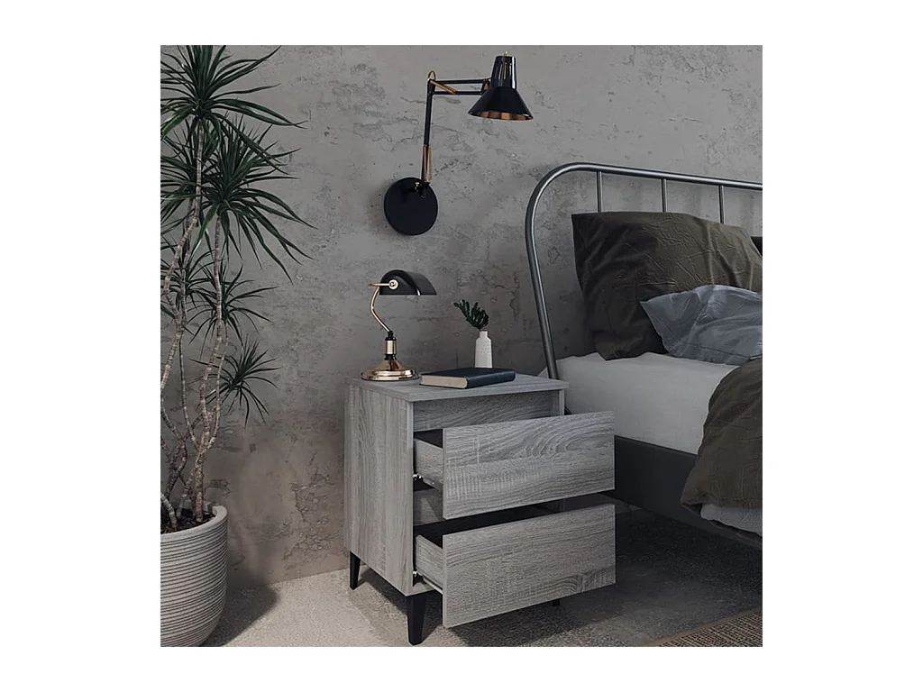 Comodino con gambe in metallo grigio Sonoma 40x35x50 cm