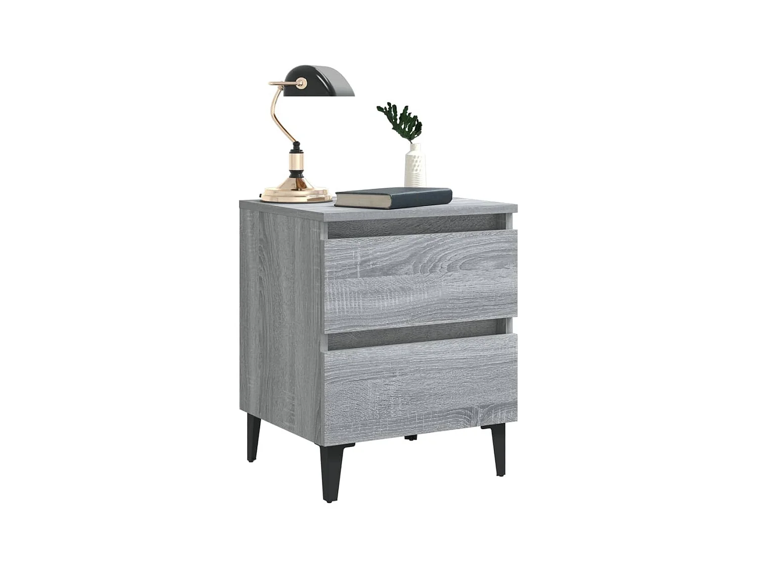 Comodino con gambe in metallo grigio Sonoma 40x35x50 cm