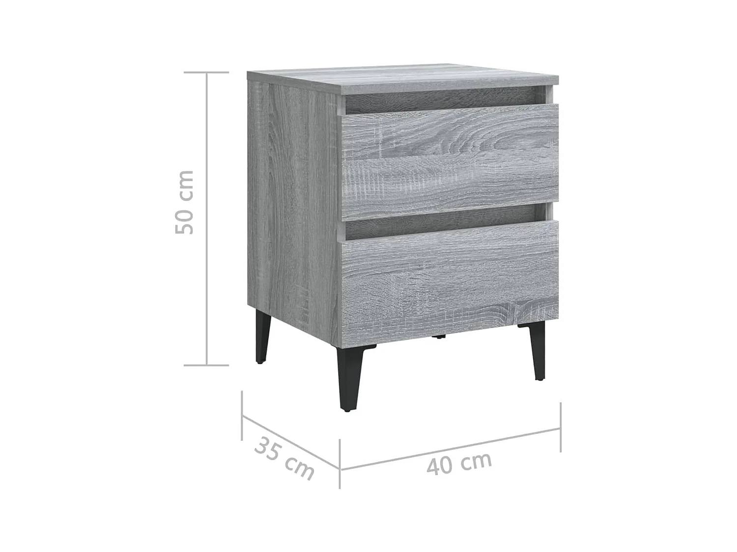 Comodino con gambe in metallo grigio Sonoma 40x35x50 cm