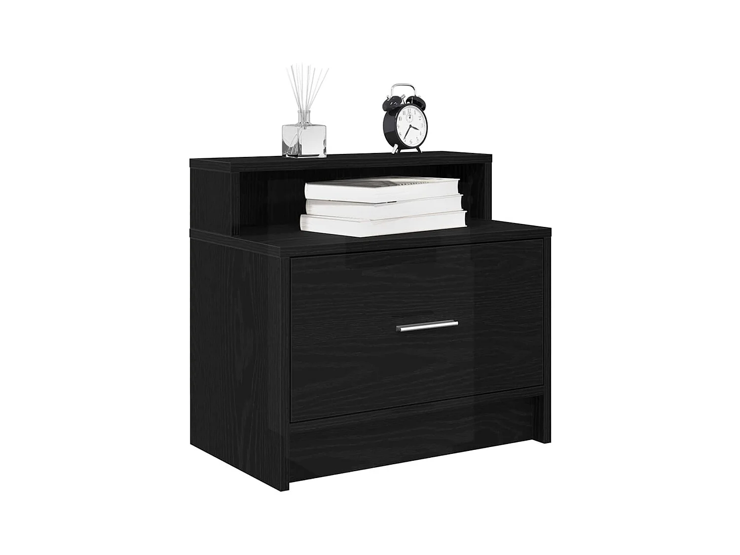 Table de chevet avec tiroir chêne noir 51x31x47 cm