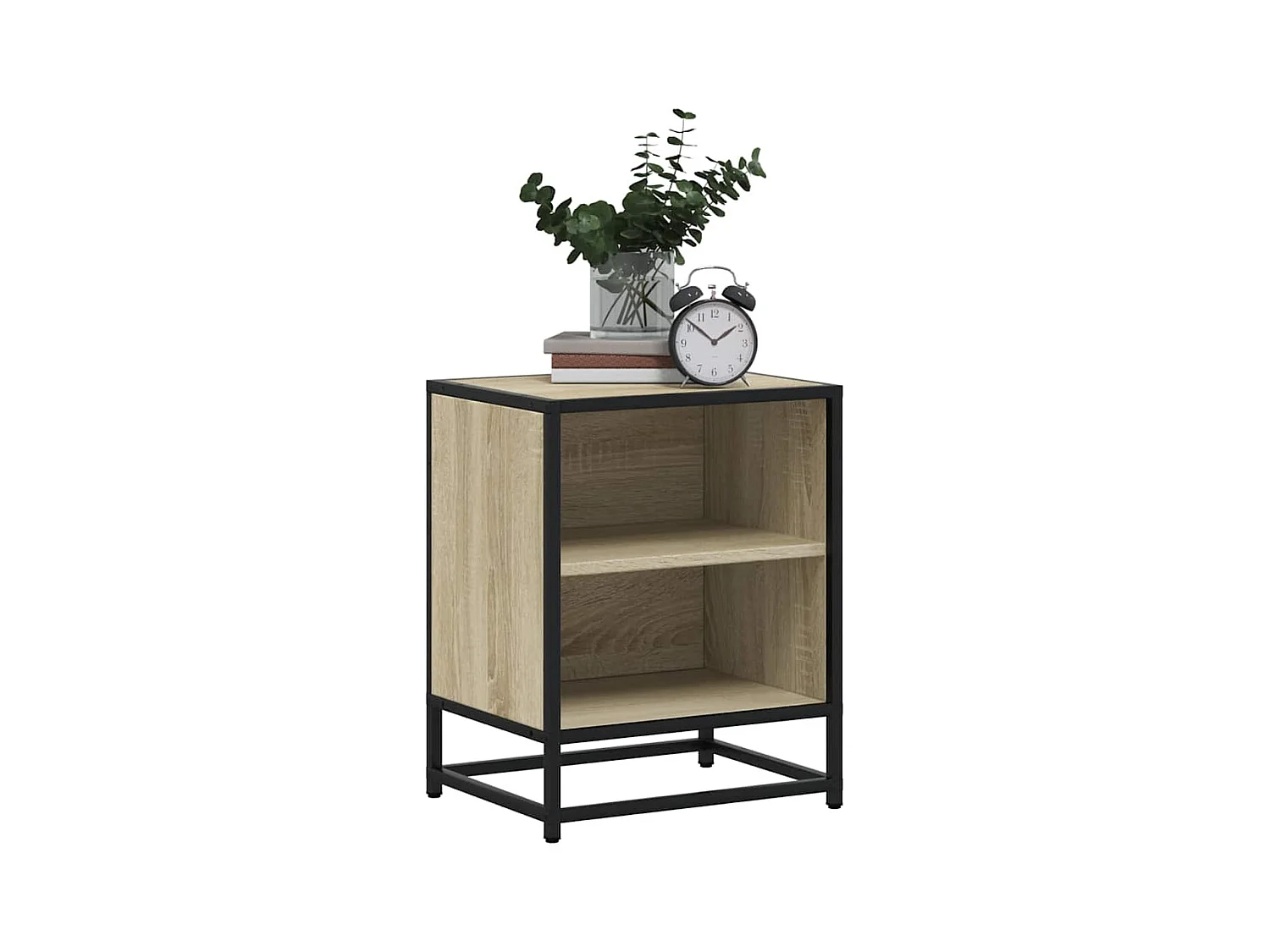 Comodino in rovere Sonoma 40x31x50cm in legno ingegnerizzato e metallo