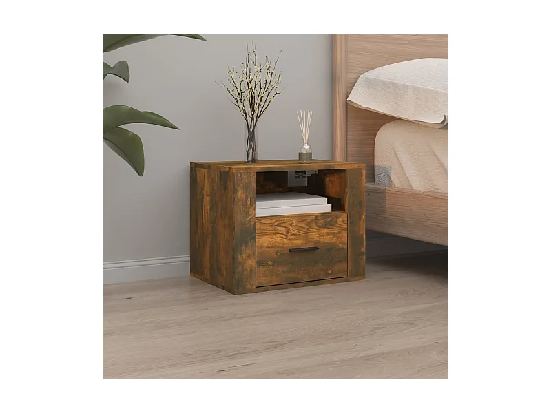 Mesita de noche de pared Roble ahumado 50x36x40 cm
