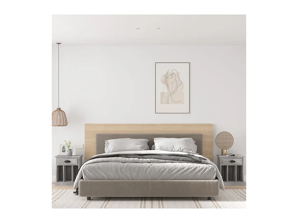 Comodini 2 pezzi grigio cemento 43x36x50 cm