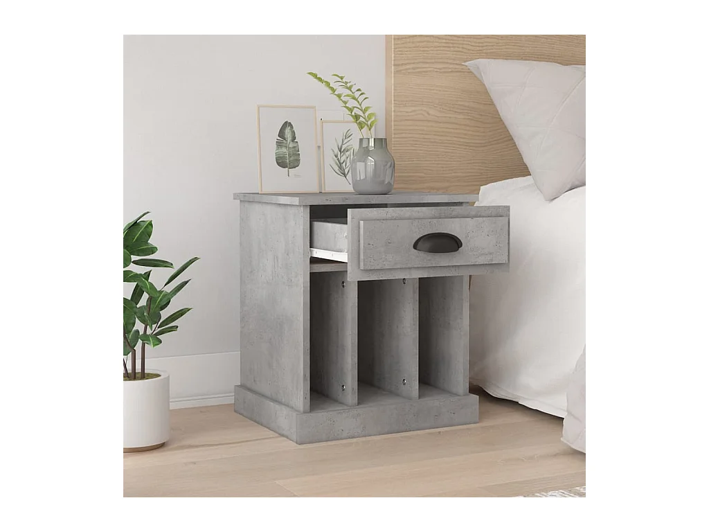 Comodini 2 pezzi grigio cemento 43x36x50 cm