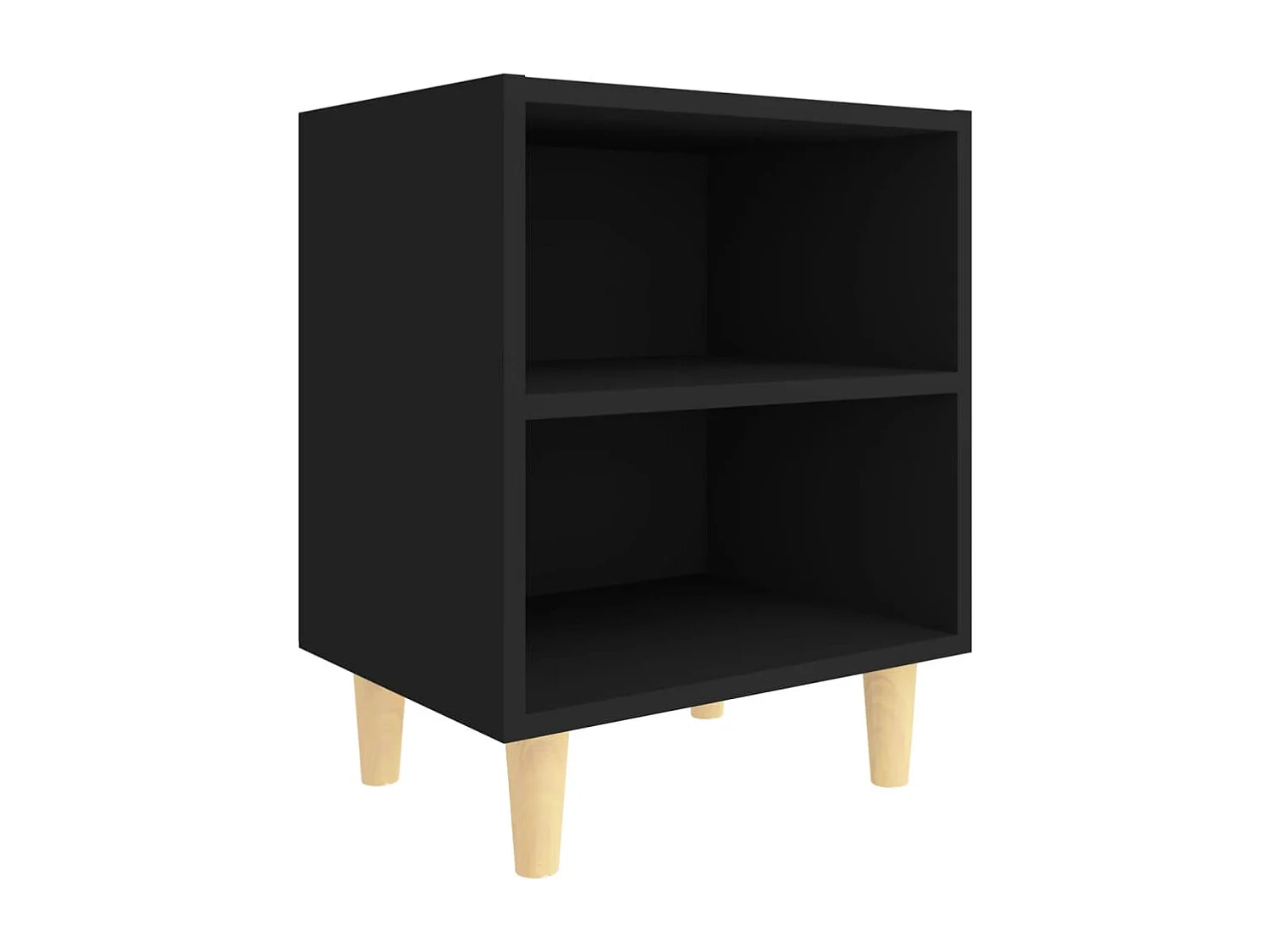 Table de chevet avec pieds en bois massif Noir 40x30x50 cm