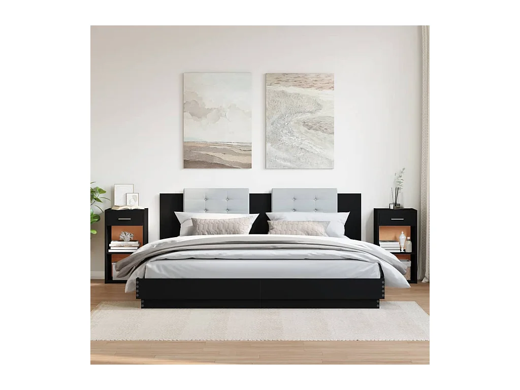 Tables de chevet 2 pcs noir 35x34x65 cm bois d’ingénierie