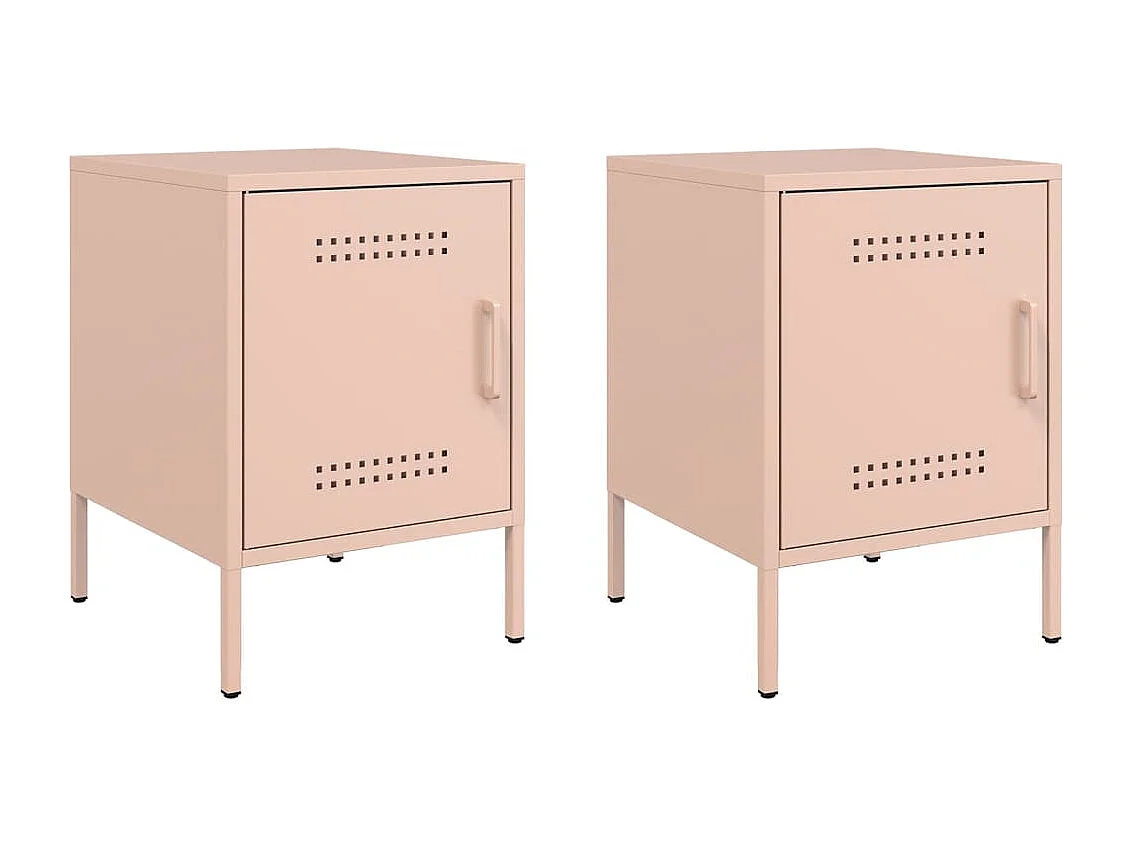 Tables de chevet 2 pcs rose 36x39x50,5 cm acier