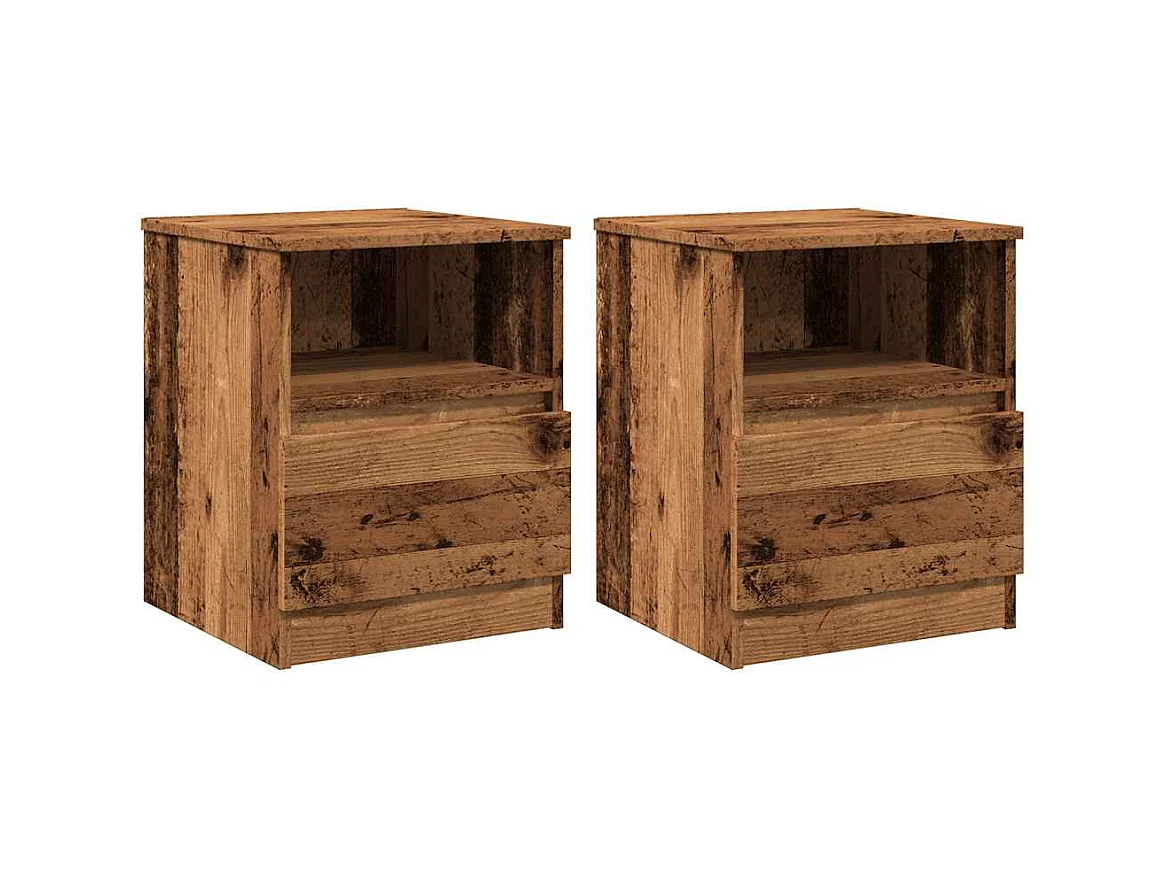 Table de chevet 2 pcs vieux bois 40x40x50 cm bois d’ingénierie