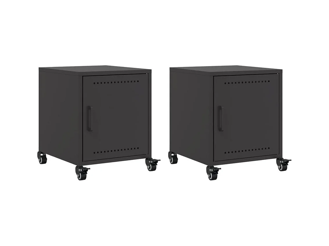Tables de chevet 2 pcs noir 36x39x43,5 cm acier