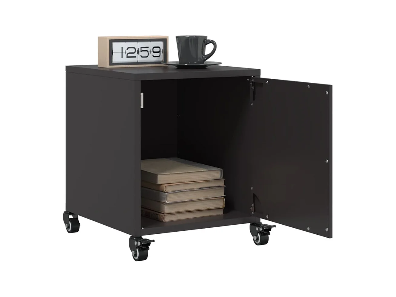 Comodini 2 pz neri 36x39x43,5 cm acciaio