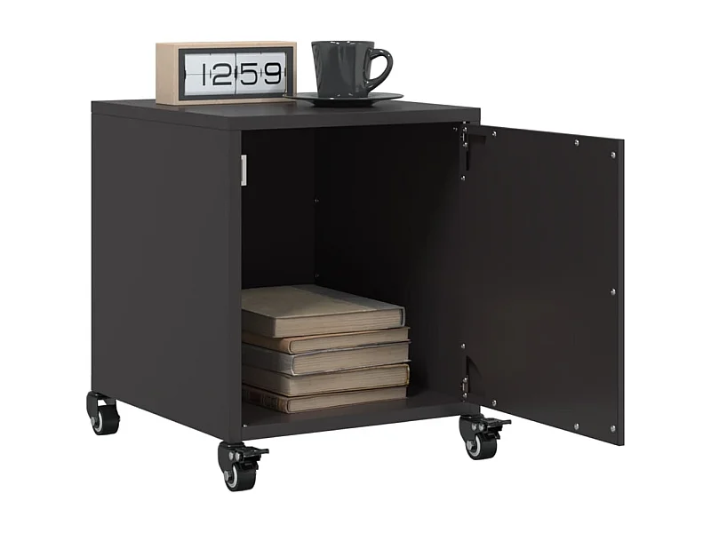 Comodini 2 pz neri 36x39x43,5 cm acciaio