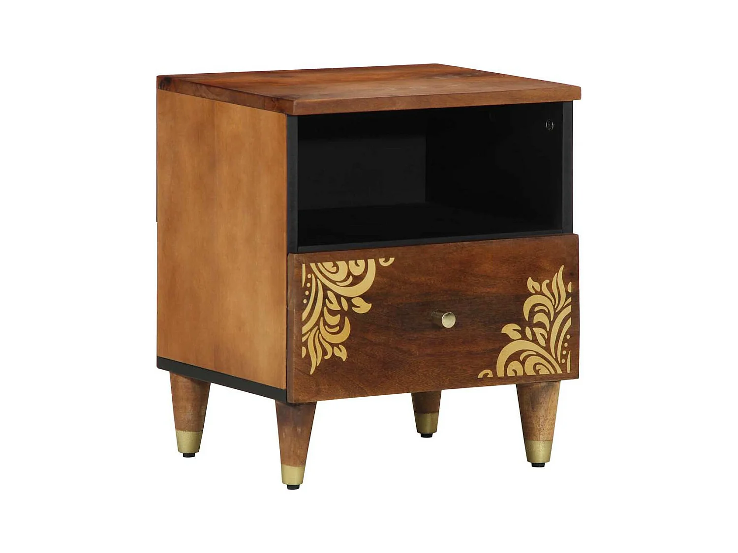 Comodino 40x33x46 cm in legno massello di mango