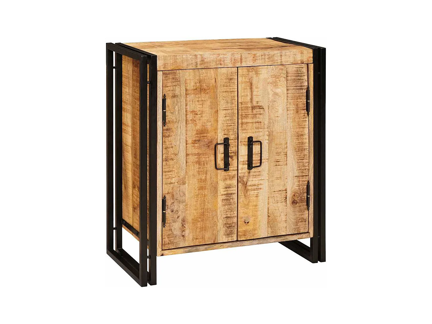 Comodino in legno massello di mango grezzo marrone