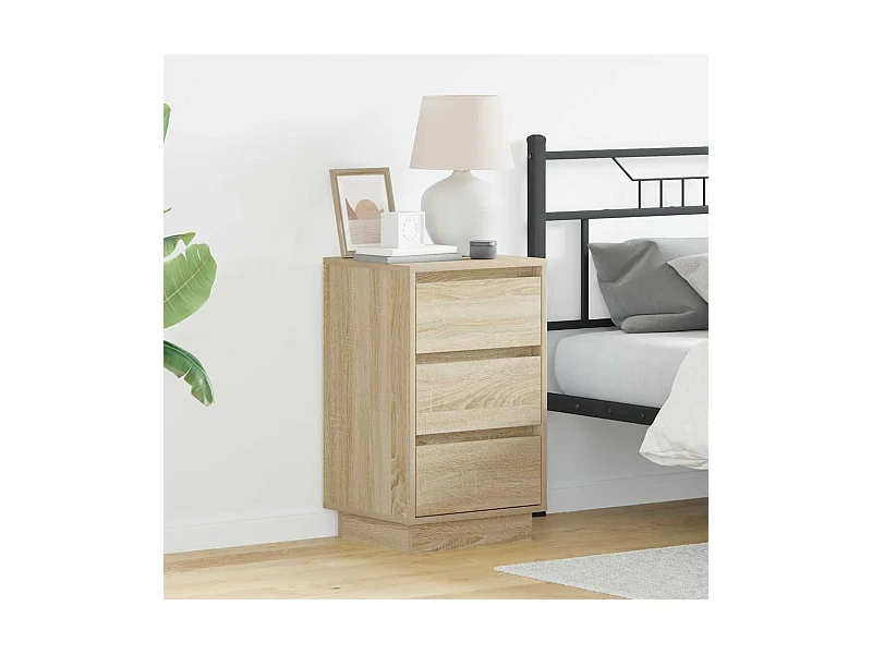 Cabinet de chevet avec LED Chêne sonoma 39x34,5x65 cm Bois d'ingénierie