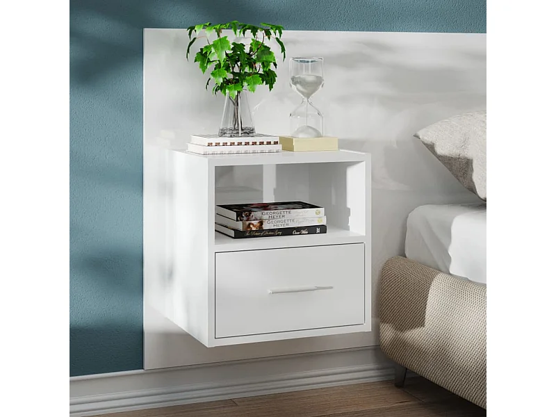 Table de chevet murale Blanc brillant