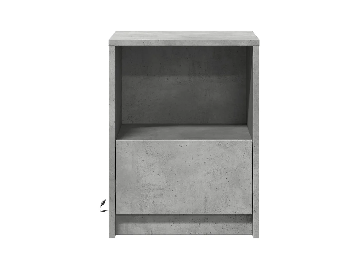 Armoires de chevet et lumières LED 2 pcs gris béton