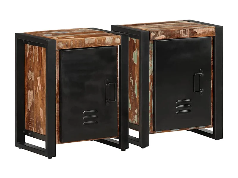 Comodini 2 pezzi multicolore in legno massello di mango grezzo