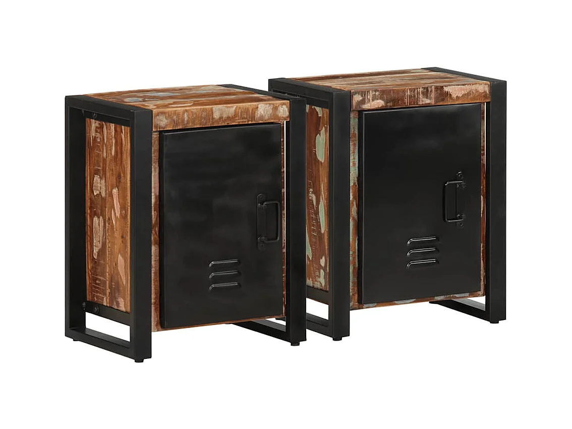 Tables de chevet 2 pcs multicolore bois massif de manguier brut