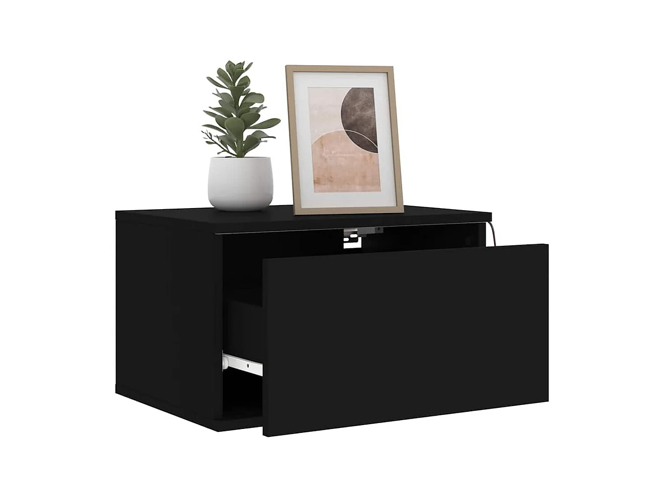 Wandnachtkastjes met LED-verlichting 2 stuks zwart