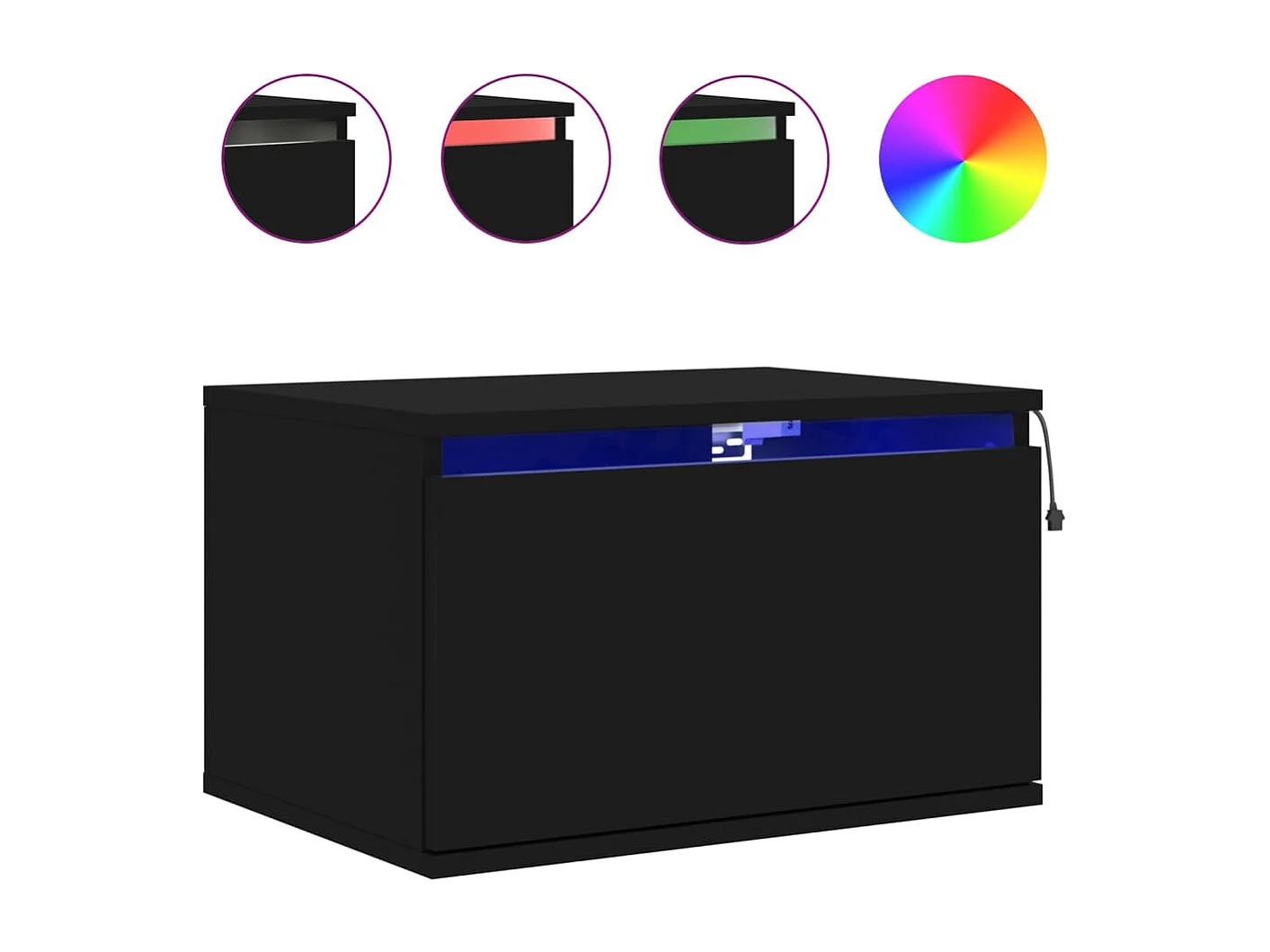 Comodini da parete con luci LED 2 pezzi neri