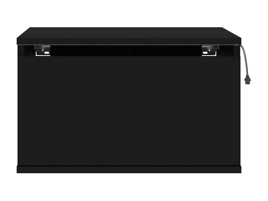 Comodini da parete con luci LED 2 pezzi neri