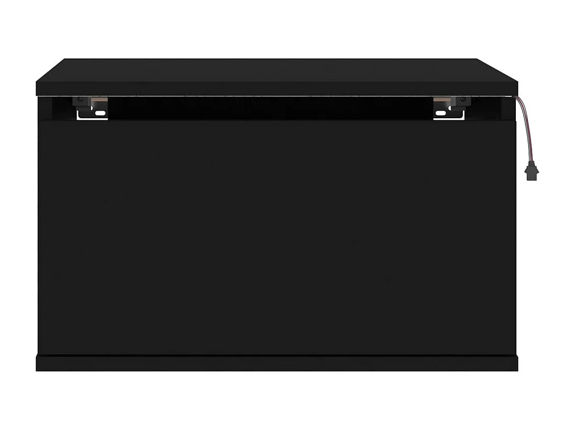 Comodini da parete con luci LED 2 pezzi neri
