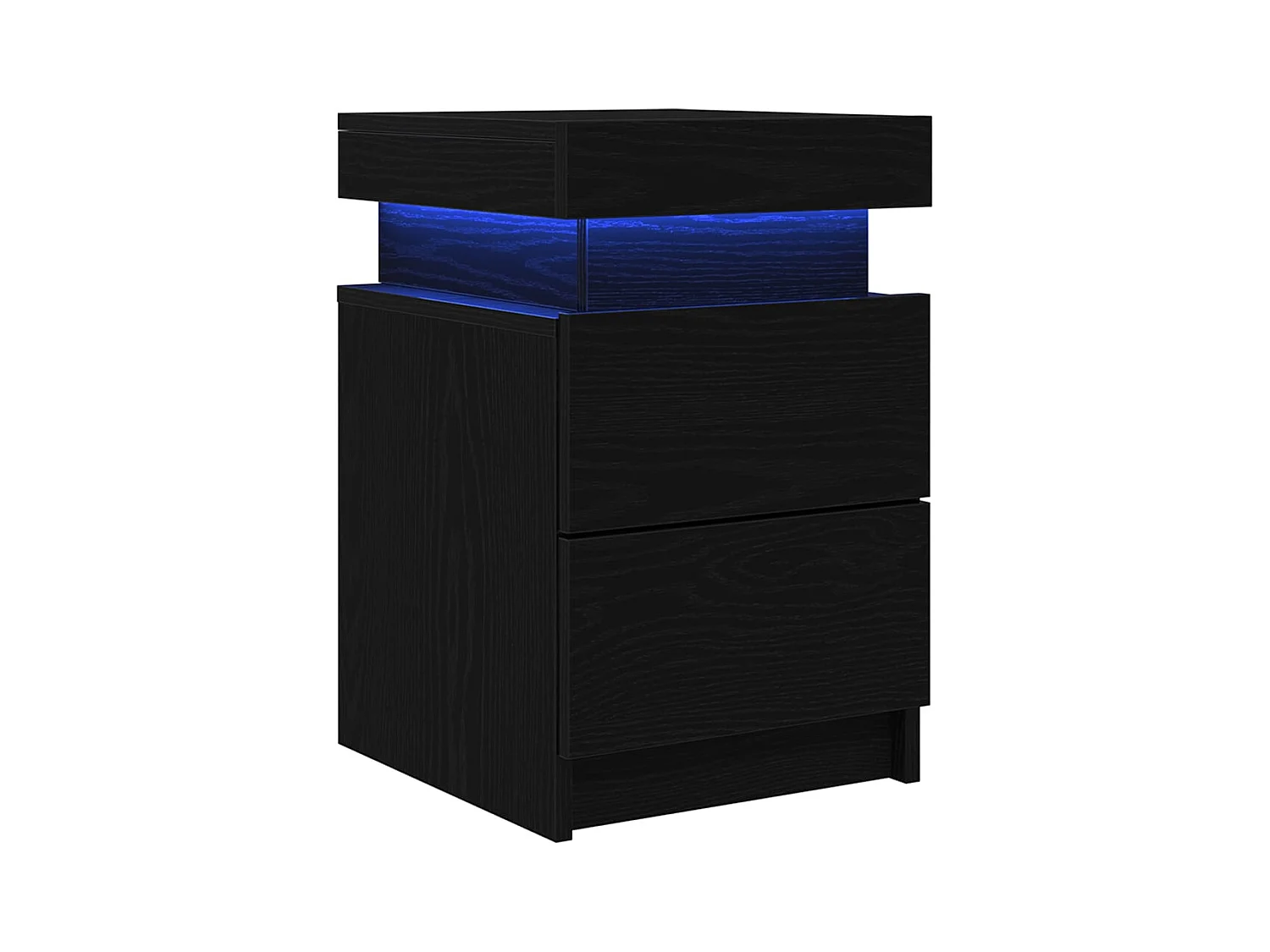 Table de chevet avec lumières LED 2 pcs Chêne noir 35x39x55 cm