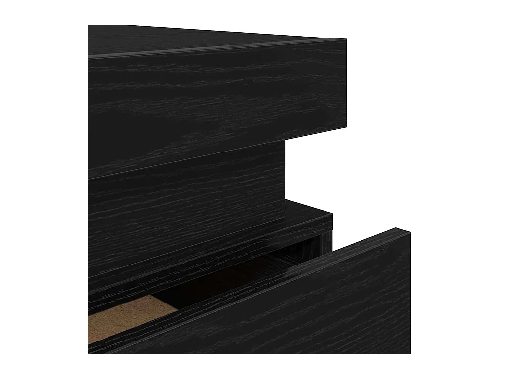 Table de chevet avec lumières LED 2 pcs Chêne noir 35x39x55 cm