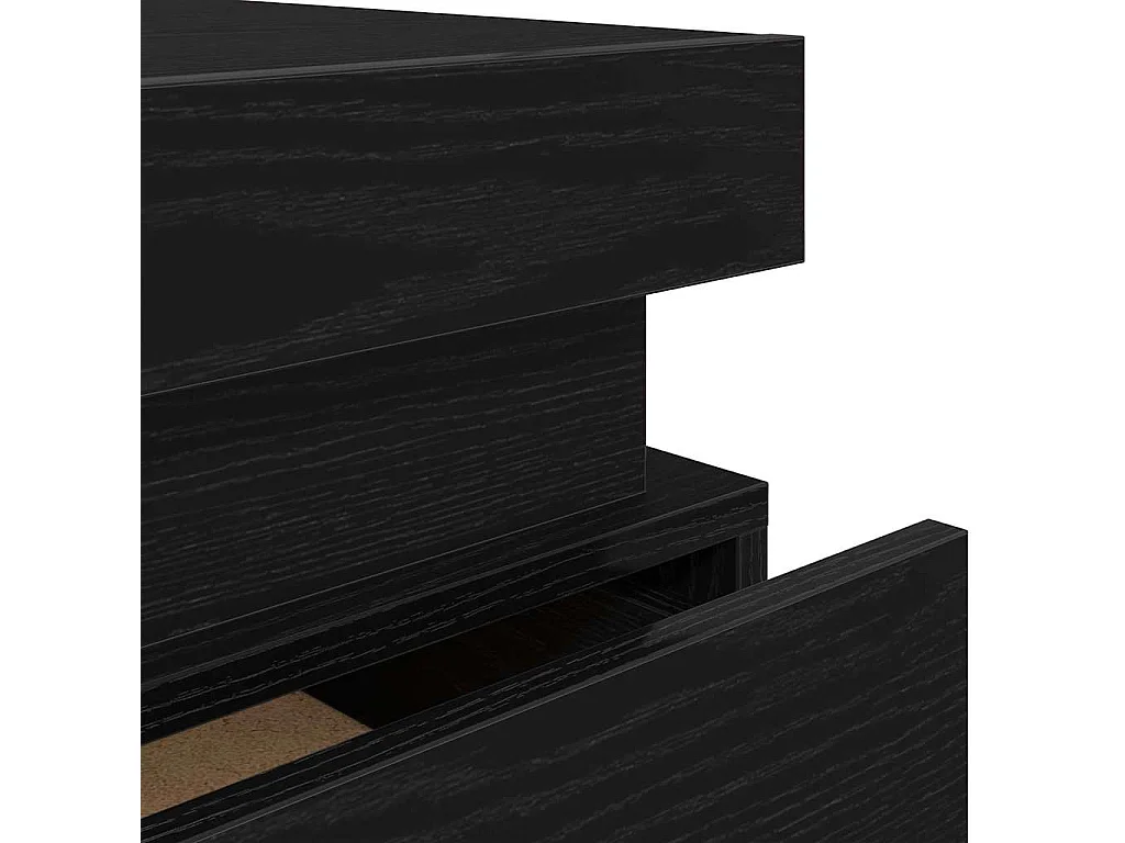 Table de chevet avec lumières LED 2 pcs Chêne noir 35x39x55 cm
