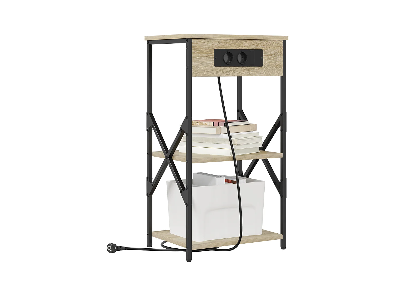 Comodino con ripiano e contenitore Sonoma Oak 41 x 31 x 76 cm