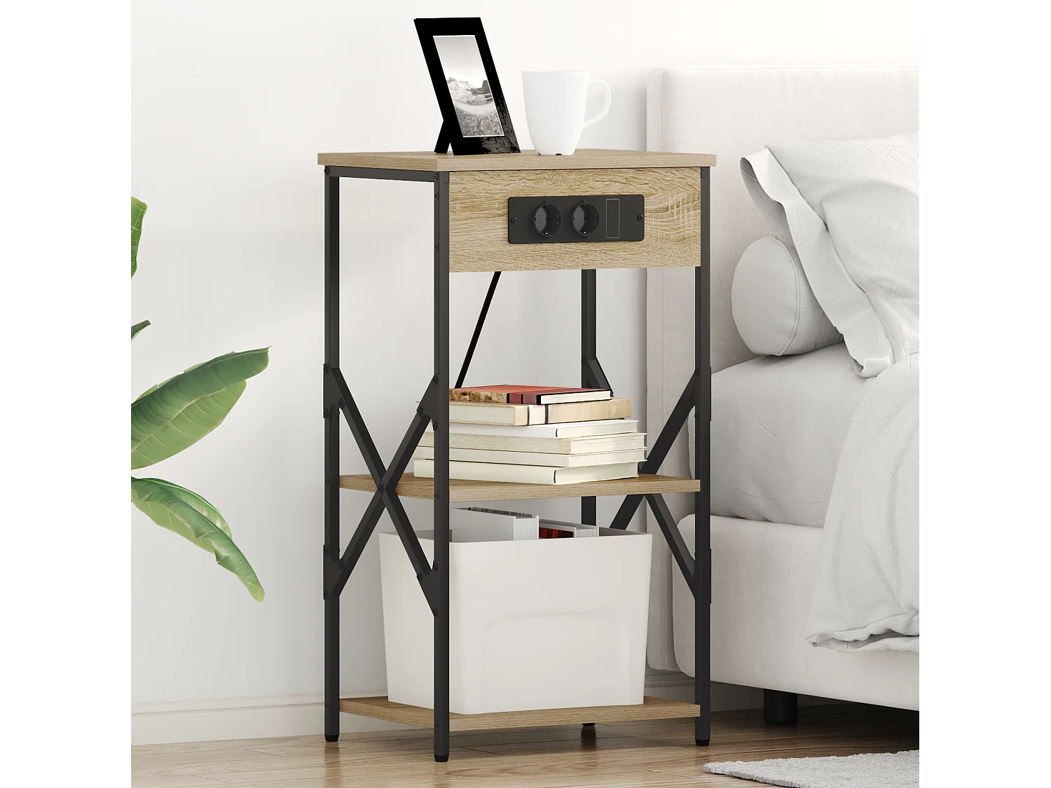 Cabinet de chevet avec étagère avec stockage Chêne sonoma 41 x 31 x 76 cm