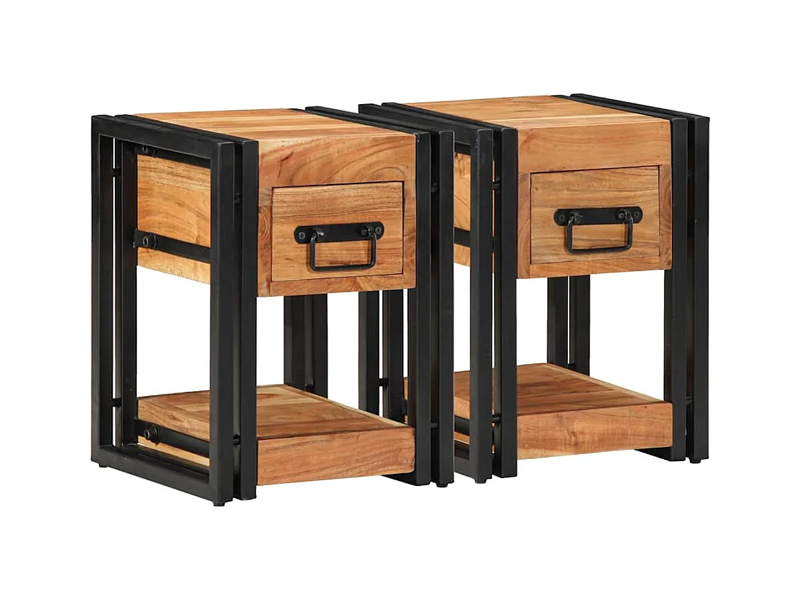 Table de nuit 2 pcs 30x30x40 cm Bois d'acacia massif