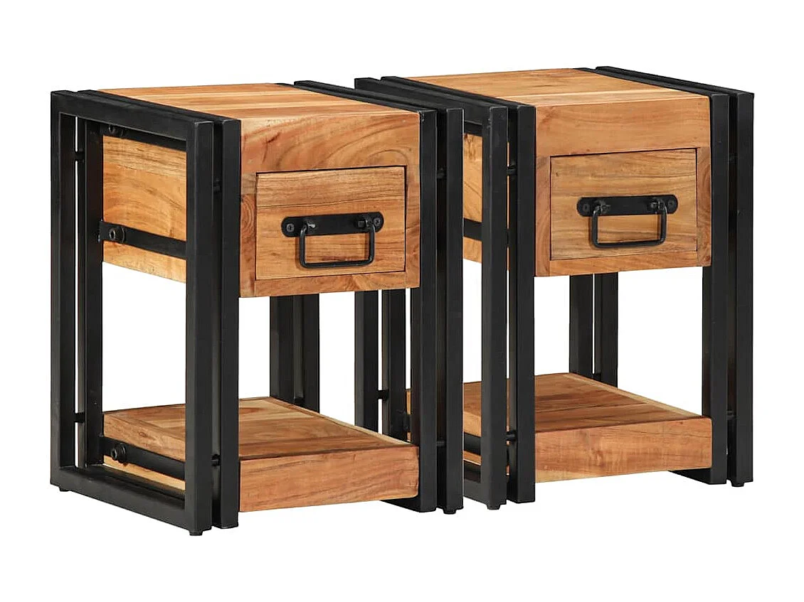 Table de nuit 2 pcs 30x30x40 cm Bois d'acacia massif