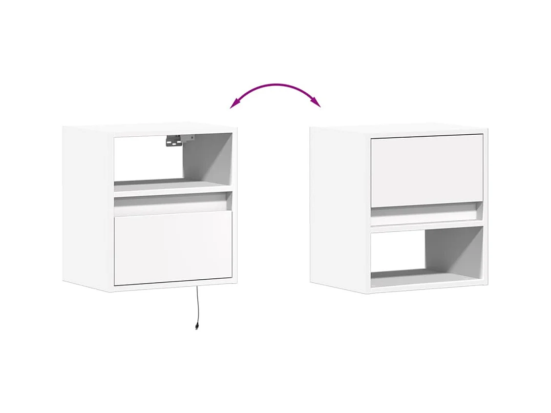 Wandnachtkastjes met LED-verlichting 2 stuks wit