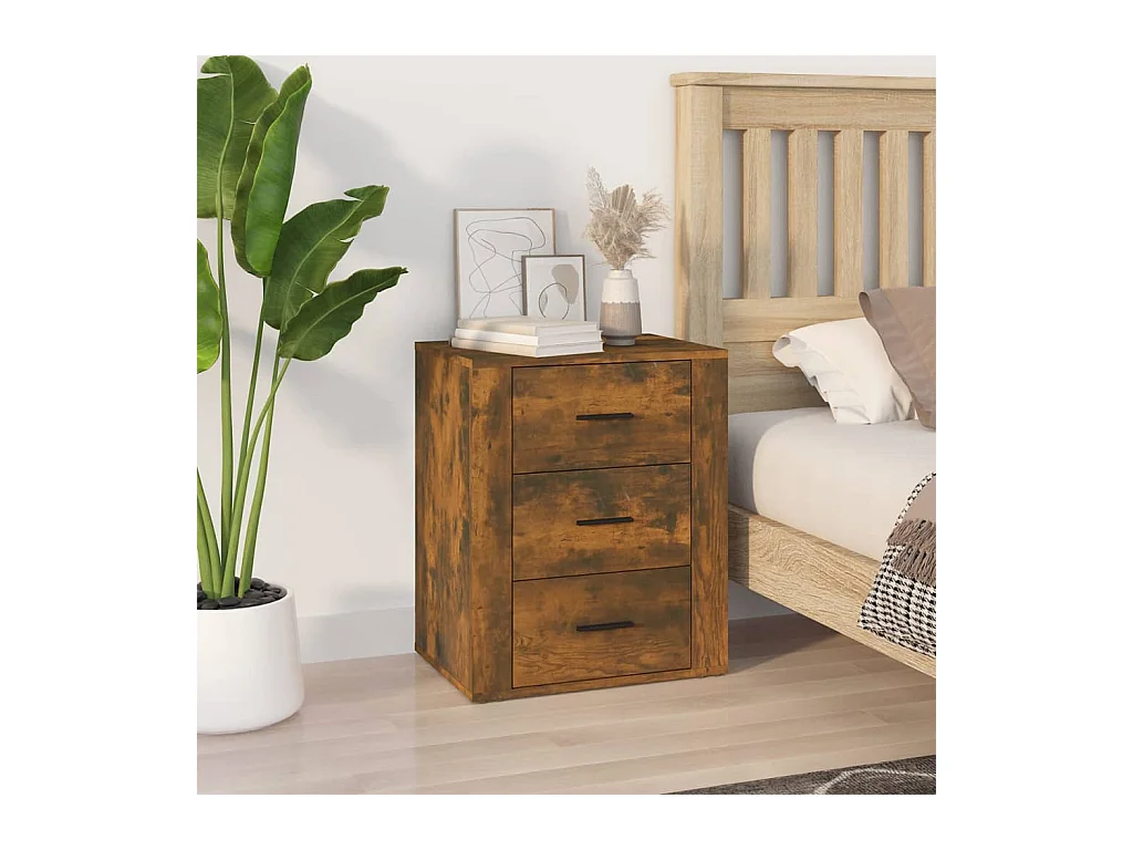Table de chevet Chêne fumé 50x36x60 cm Bois d'ingénierie