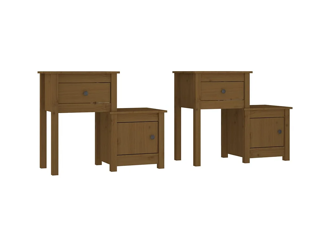Tables de chevet 2 pcs Marron miel 79,5x38x65,5 cm Pin solide