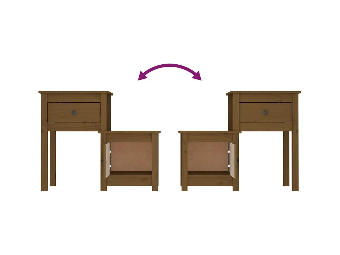 Tables de chevet 2 pcs Marron miel 79,5x38x65,5 cm Pin solide