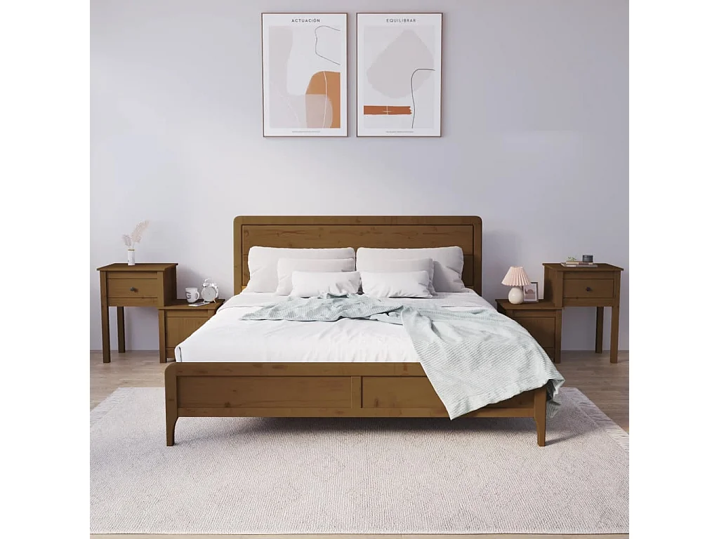 Mesitas de noche 2 uds Marrón miel 79,5x38x65,5 cm Pino macizo