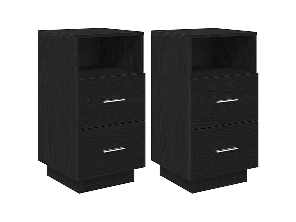 Tables de chevet 2 pcs avec 2 tiroirs noir 36x36x68 cm