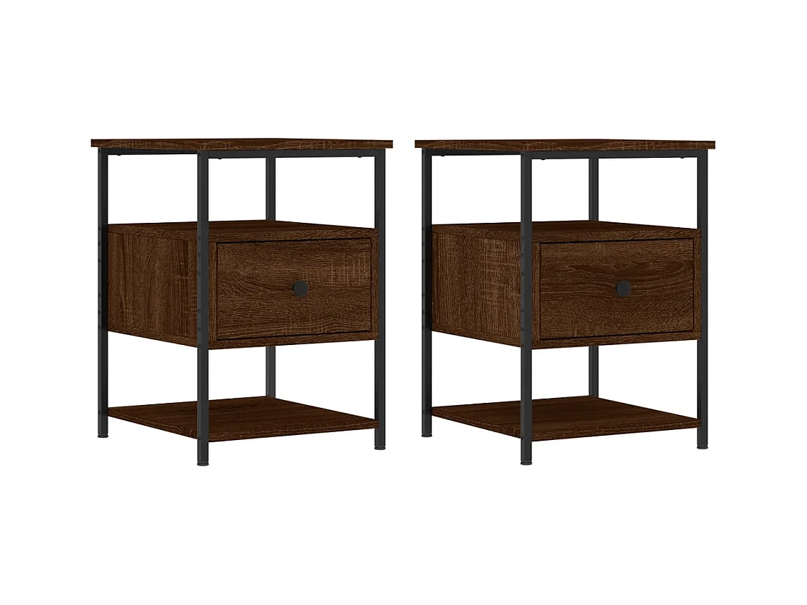 Mesitas de noche 2 piezas roble marrón 40x42x56cm madera de ingeniería