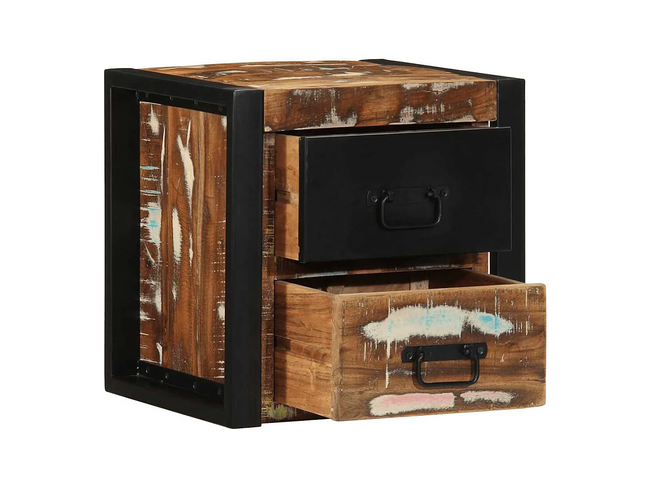 Comodini 2 pezzi multicolore 40x35x40cm legno di recupero