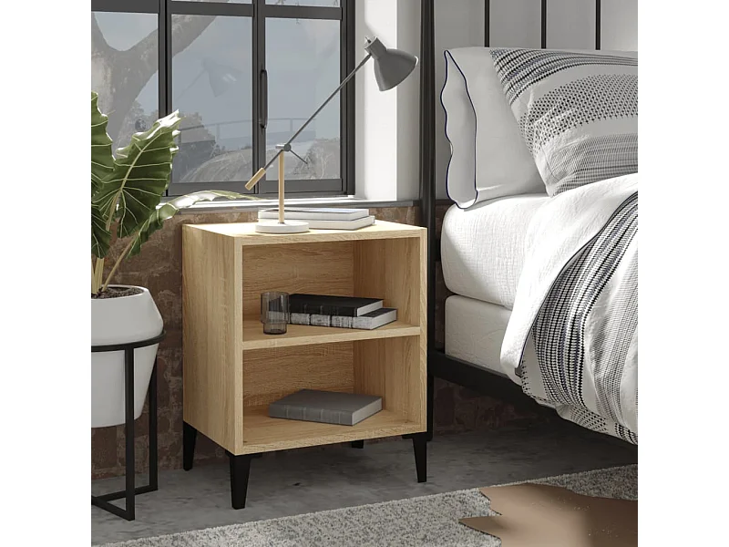 Comodino con gambe in metallo in rovere Sonoma 40x30x50 cm