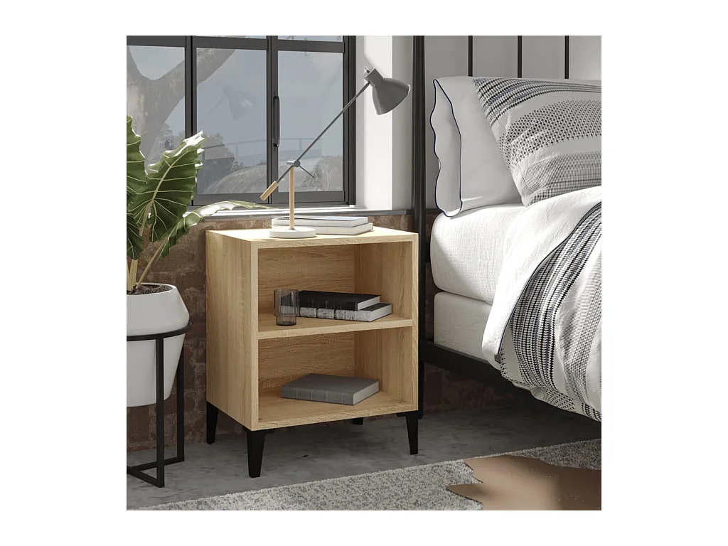 Table de chevet avec pieds en métal chêne sonoma 40x30x50 cm
