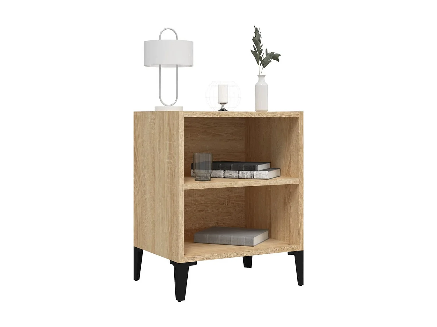 Table de chevet avec pieds en métal chêne sonoma 40x30x50 cm