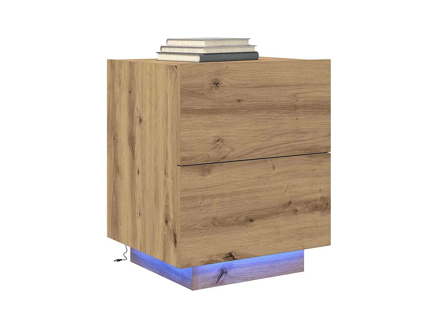 Comodino con luci LED Artisan rovere 45x40x55 cm