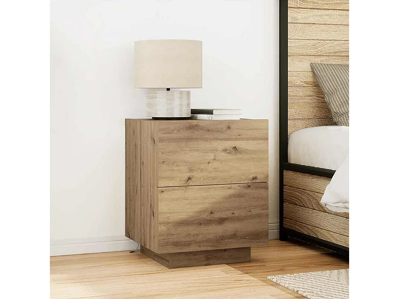 Comodino con luci LED Artisan rovere 45x40x55 cm
