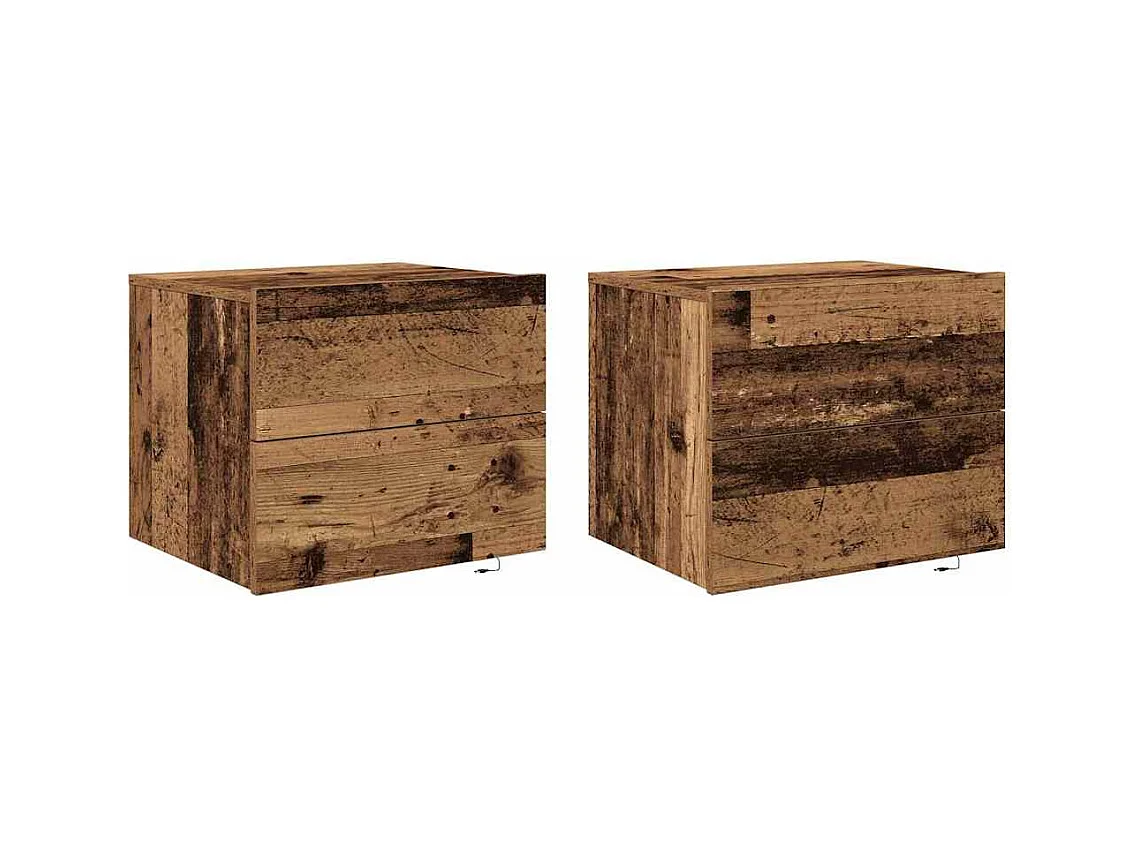 Comodini con luci LED 2 pezzi da parete in legno vecchio