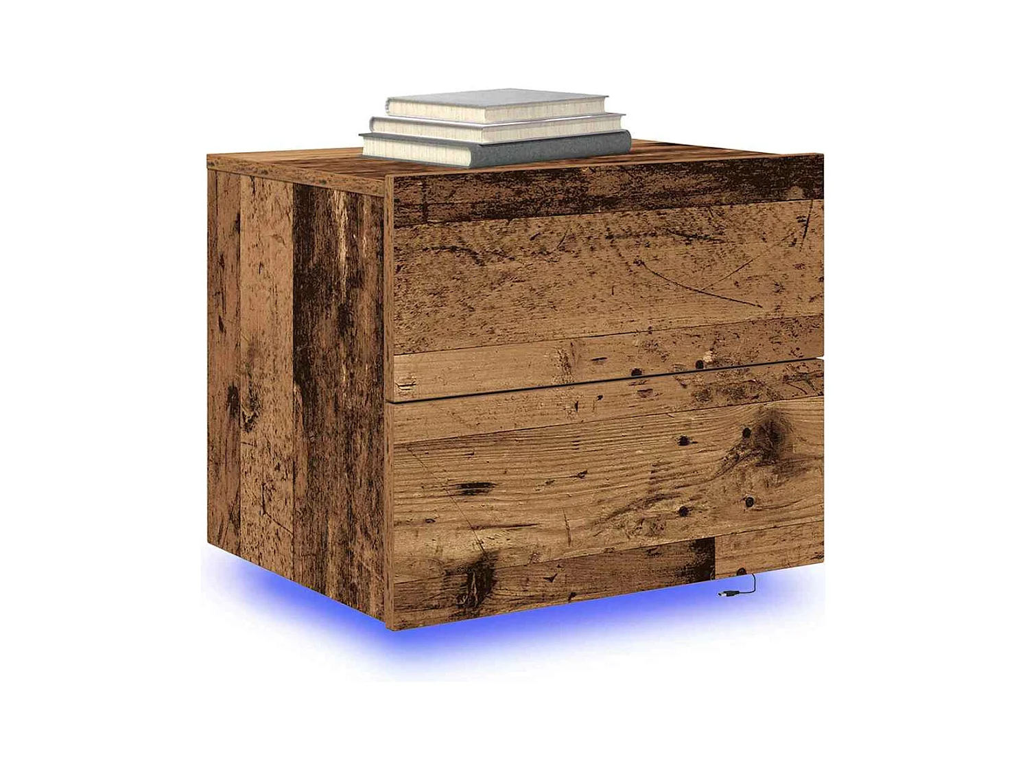 Comodini con luci LED 2 pezzi da parete in legno vecchio