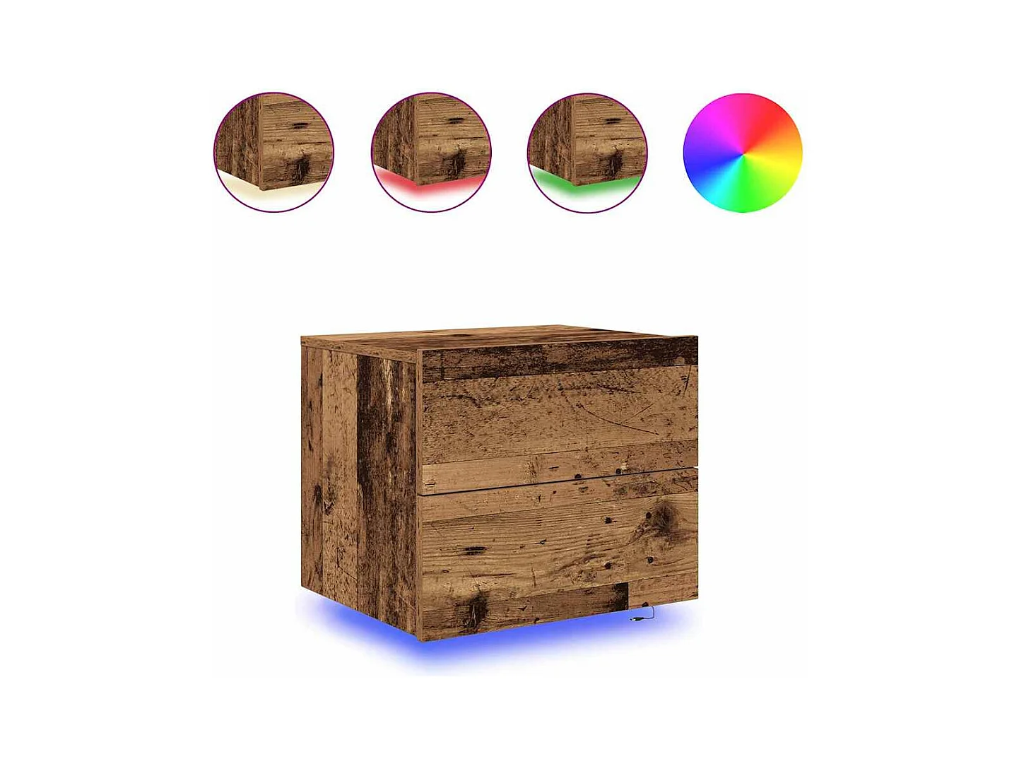 Comodini con luci LED 2 pezzi da parete in legno vecchio